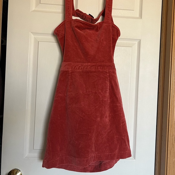 Dresses & Skirts - Dark pink corduroy overall style dress